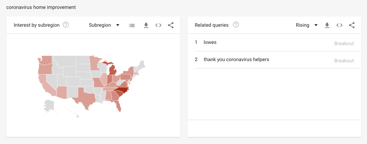 Google trends US map for keyword research