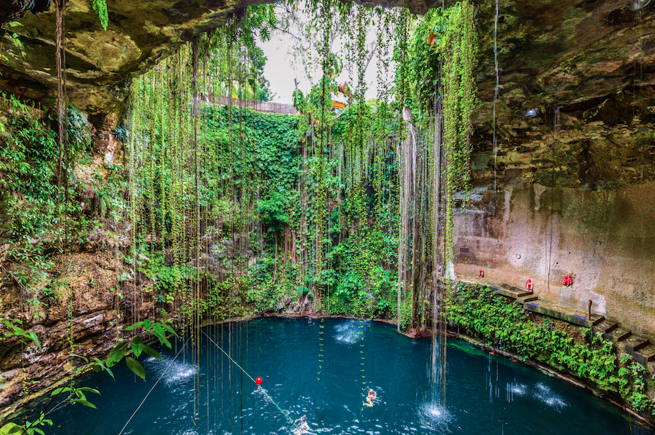 Cenote Ik Kil in Mexico is a great place to cool off after a morning at  Chichen Itza 