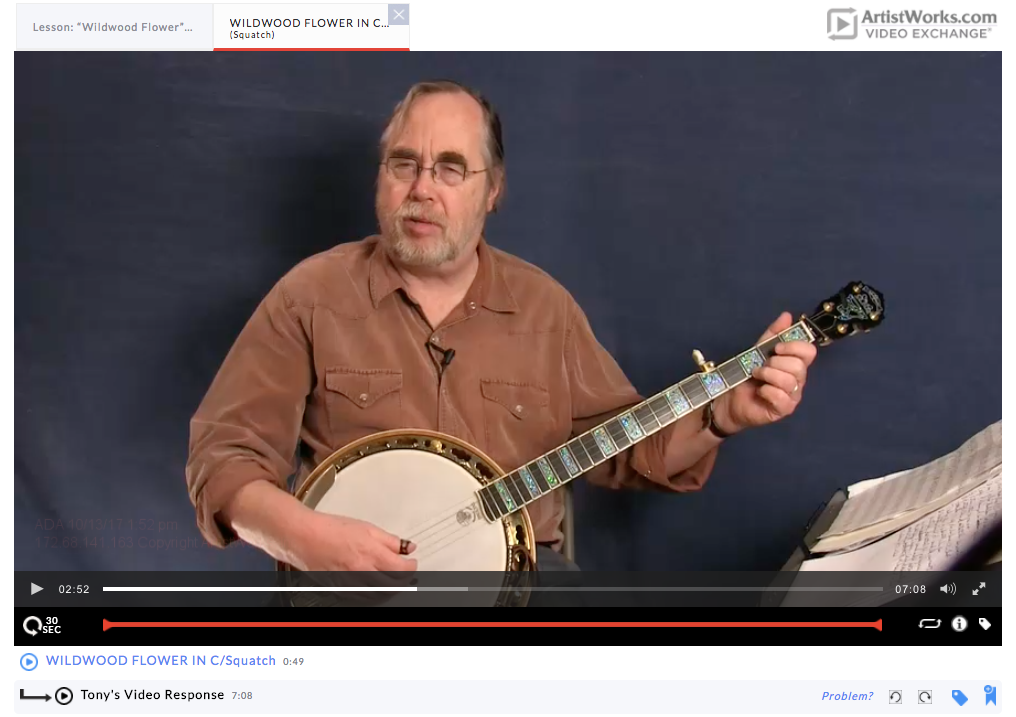 banjo video exchange with tony trischka