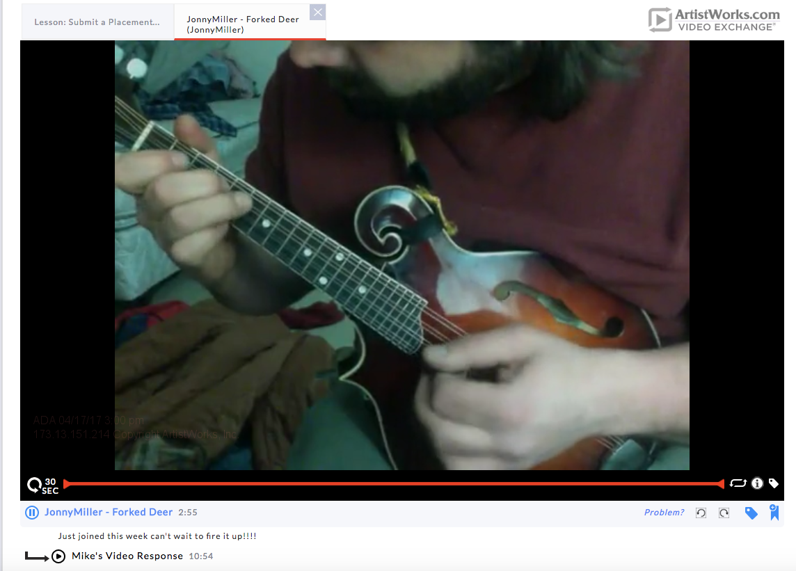 mandolin jonny artistworks video exchange