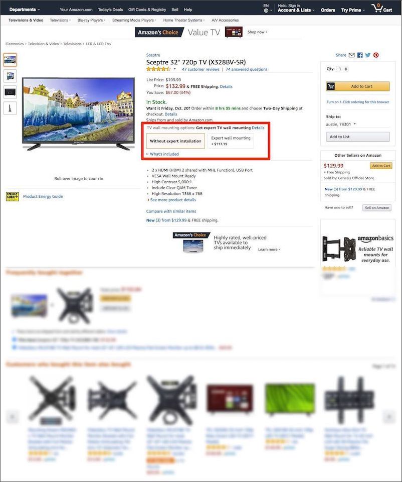 Amazon Upsell Example