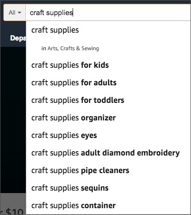 Ecommerce SEO - Amazon Search Suggestions