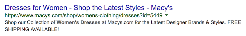 Macys Meta Description