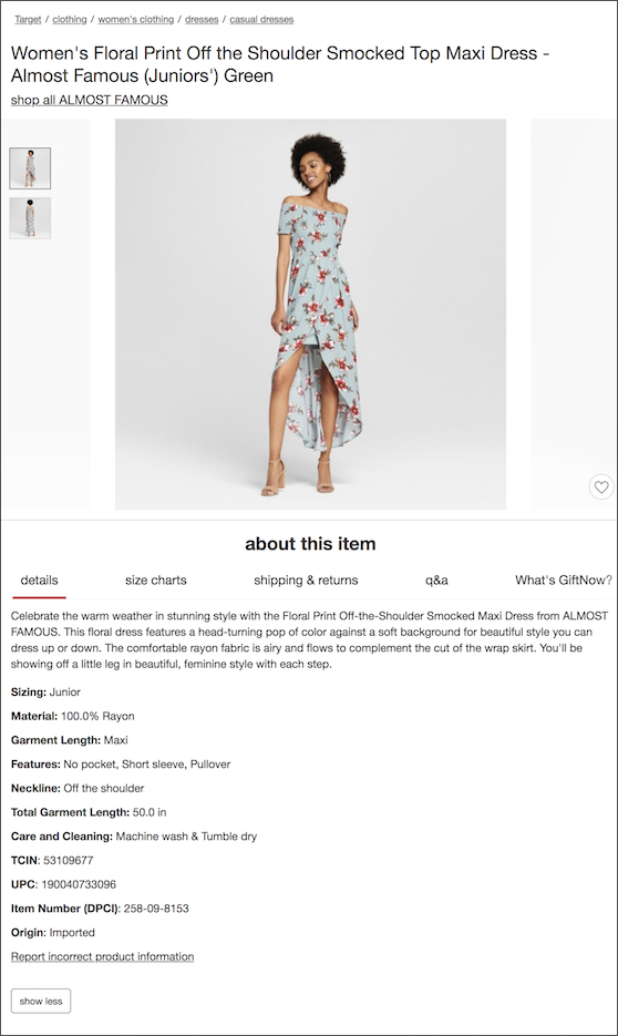 Target Product Description