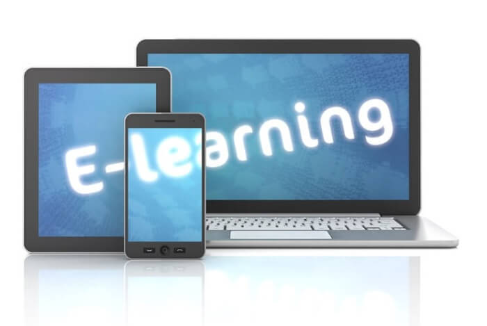 E-learning written on tablet, laptop, and mobile phone with a learning management system | Varay, El Paso 