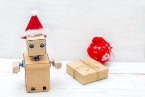 Robot with a santa hat | Tech gadget gifts
