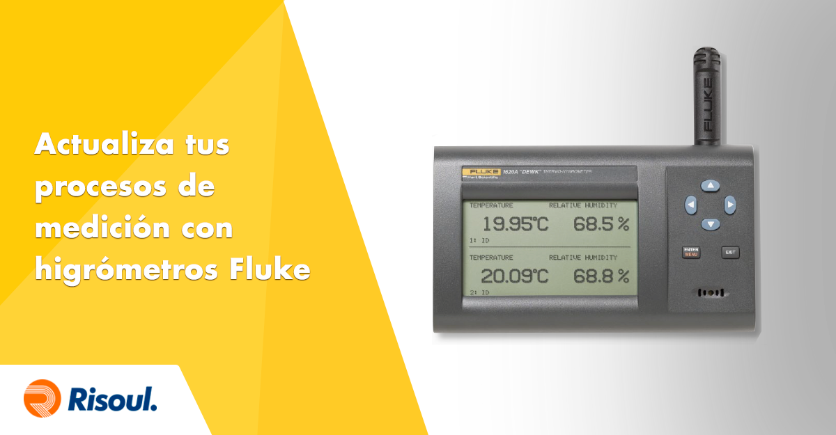 Fluke, medidor de temperatura y humedad, Amarillo, 1