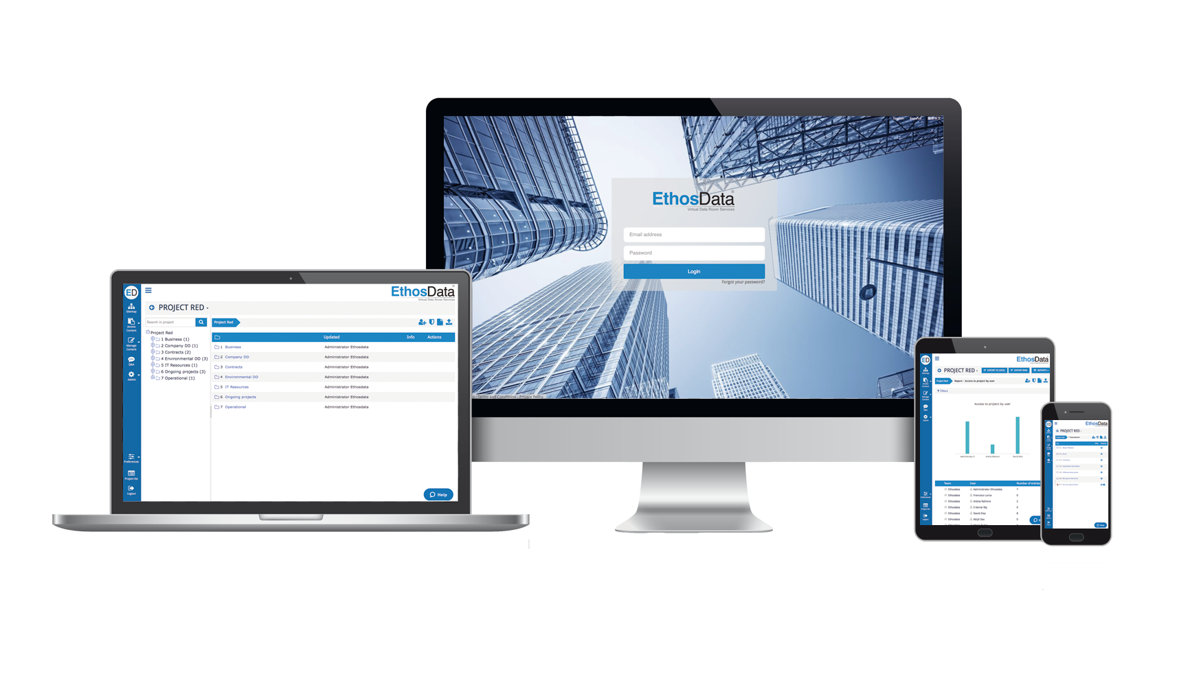 EthosData dataroom - computer screen frame