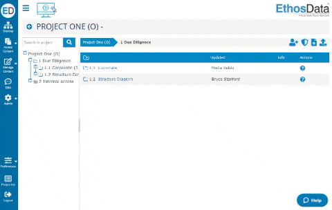 EthosData data room Drag and Drop