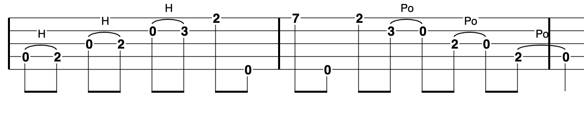 G Major Pentatonic - going up and down starting on the 4th string (a D note)