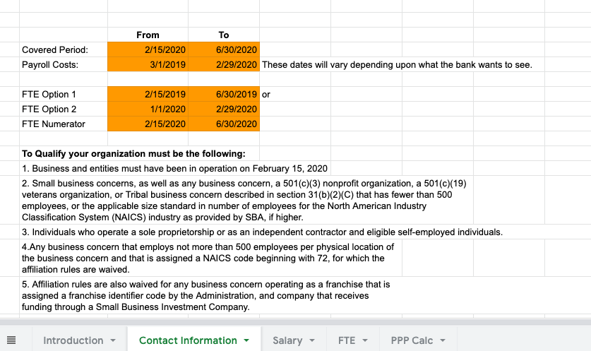 PPP Spreadsheet