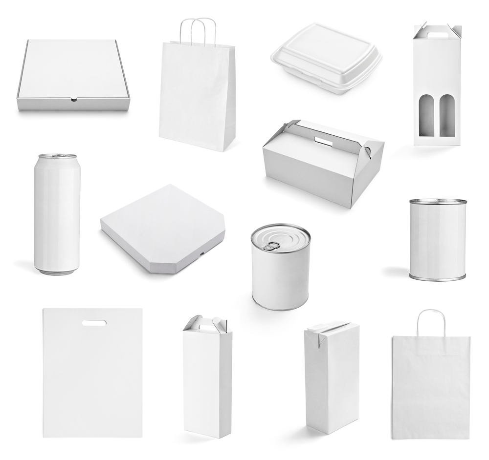 collection of  various white print templates on white background. each one is shot separately