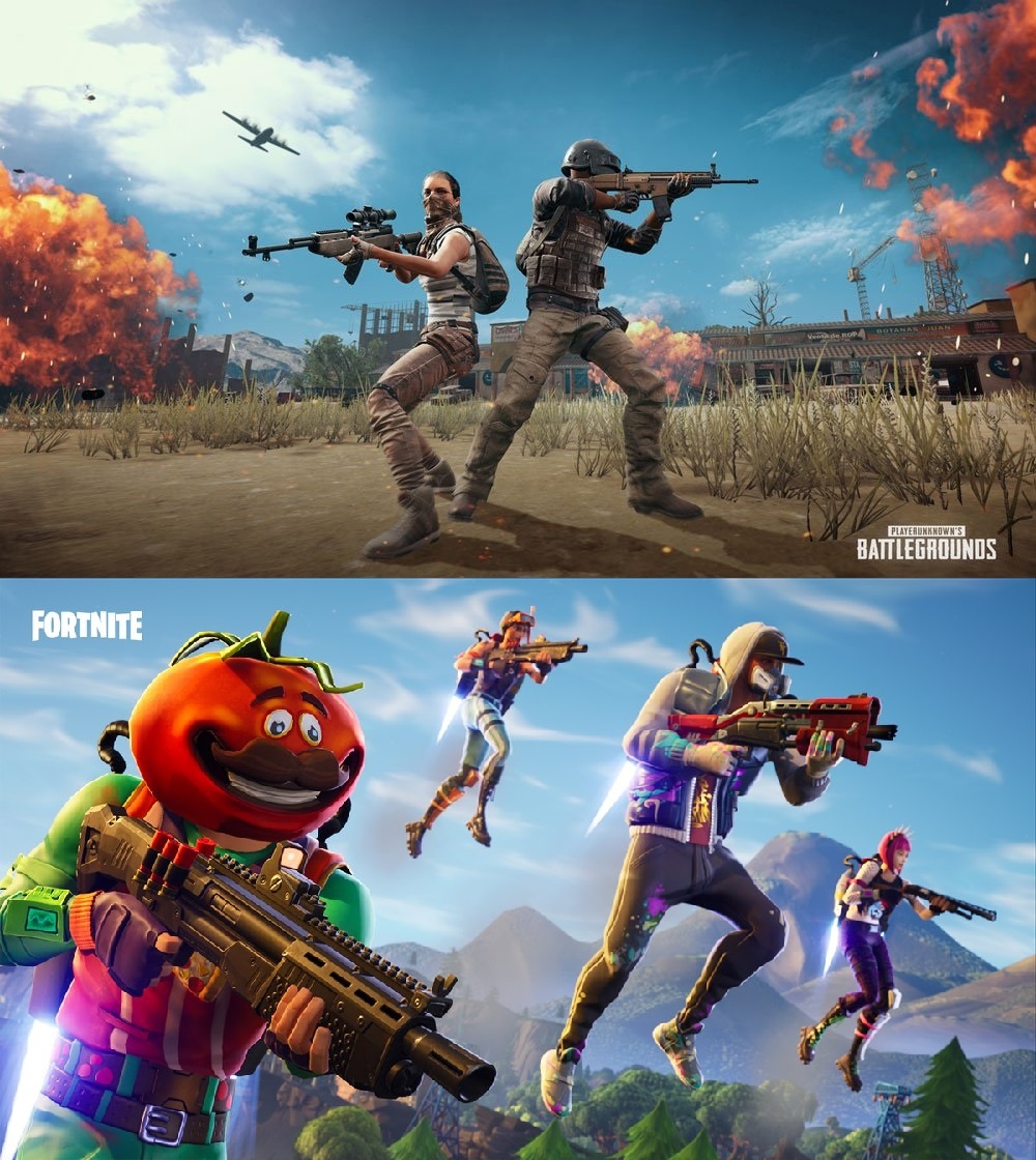 Image of PUBG and Fortnite, currently locked in a copyright lawsuit