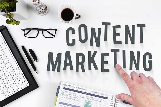 content marketing spelled on desk