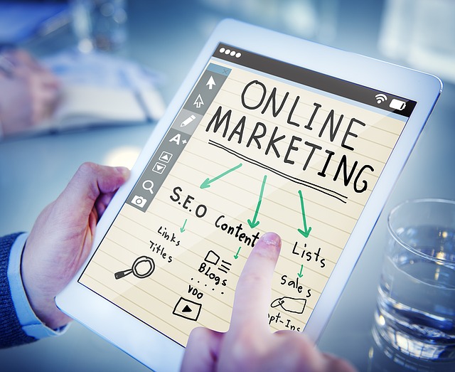 online marketing on tablet