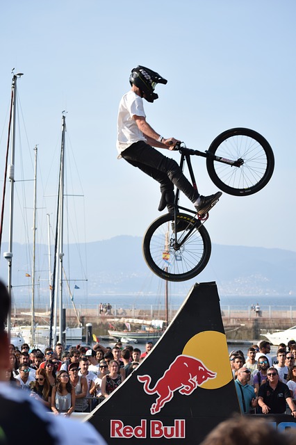 red bull bmx biker on ramp