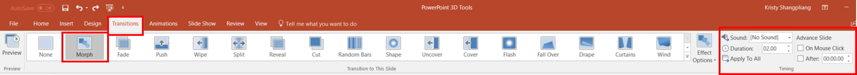 Adding Morph Transisiton