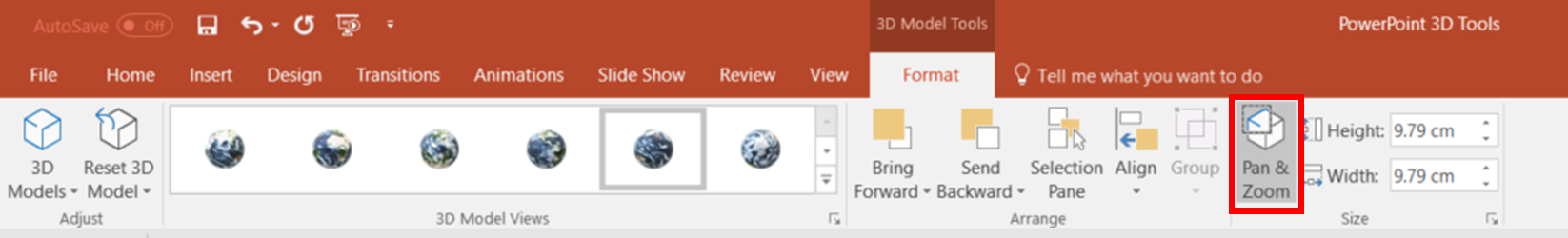 Pan and Zoom format in PowerPoint 3D model