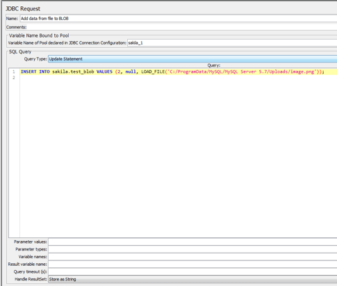 Adding code to JDBC request