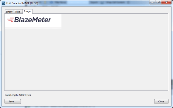 BlazeMeter image in BLOB "Open Value in Viewer"