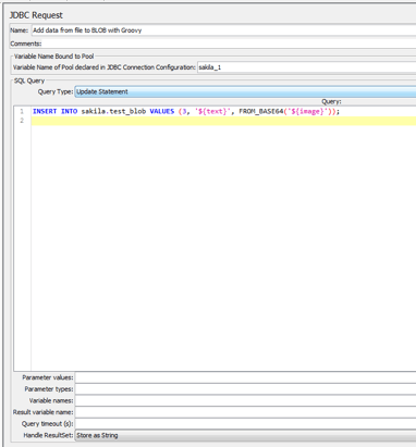 Adding code to JDBC request