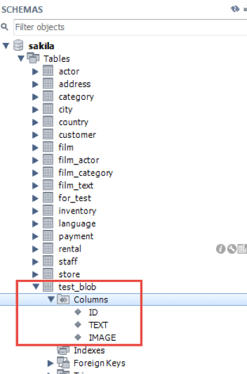 configured tables with BLOB and JMeter