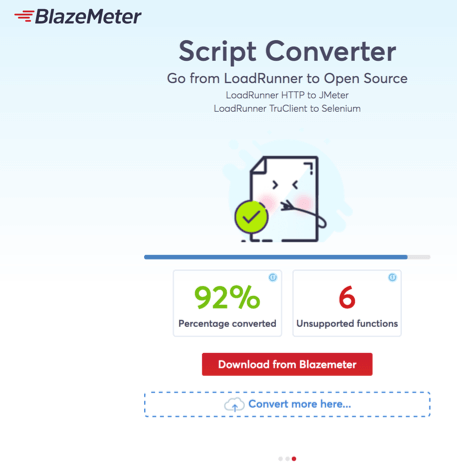 LoadRunner Script Converter Results Page