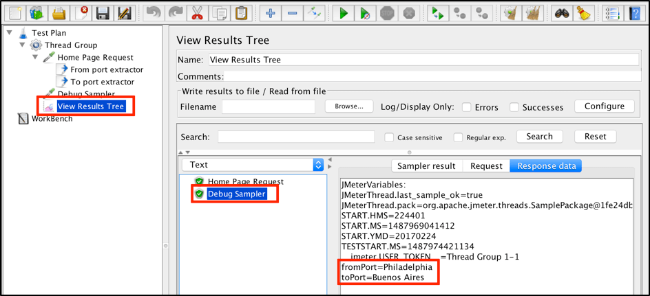 Values found after test execution