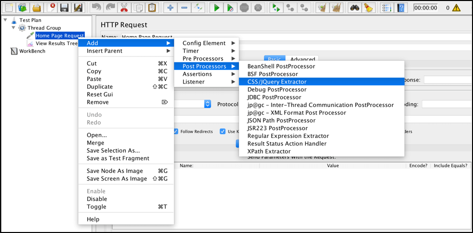 jmeter, Add -&gt; Post Processor -&gt; CSS/JQuery Extractor