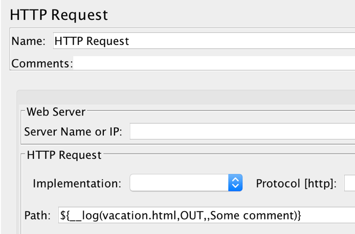 jmeter http request log function