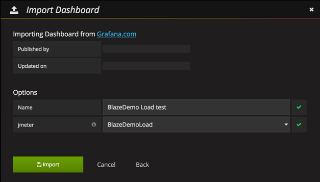 jmeter test results influx db and grafana