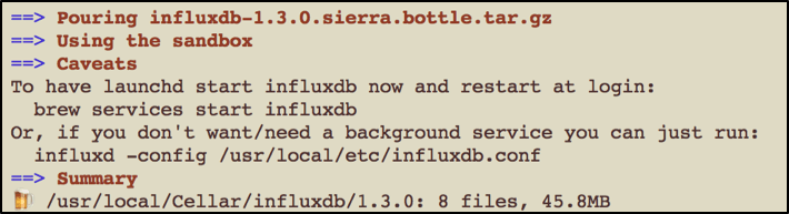A screenshot of InfluxDB installation code.