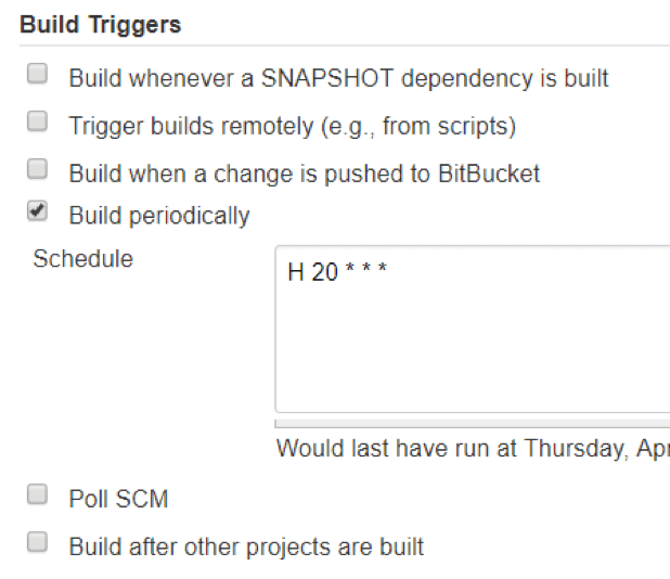 build triggers section