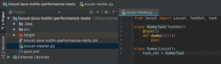 Running Locust performance testing master