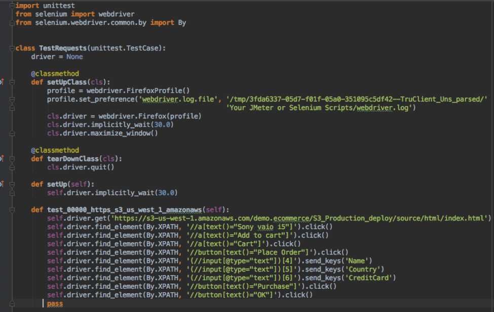 Open the Python file in Selenium