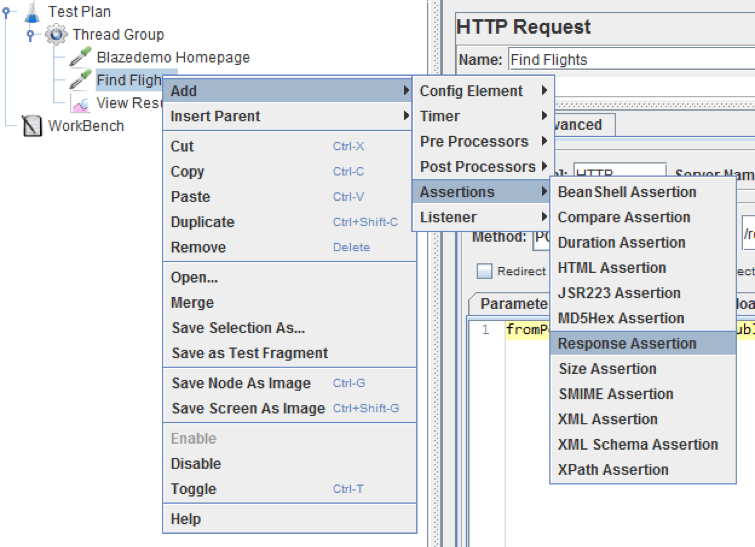 jmeter, add response assertion