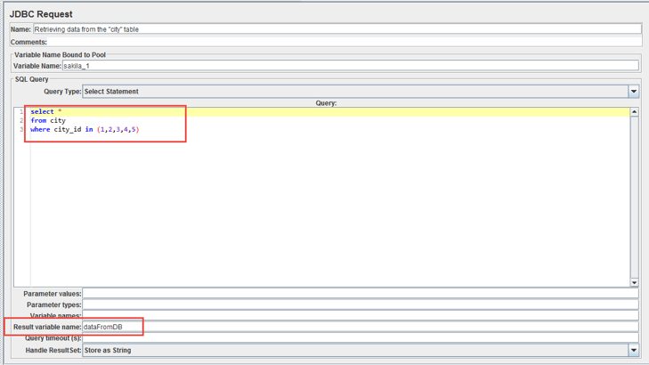 gat database data for api testing with JMeter