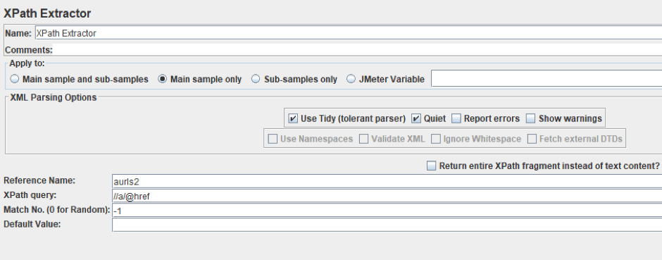 site spider on jmeter