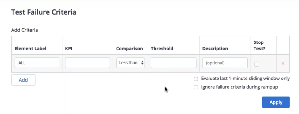 pass failure criteria on blazemeter for taurus