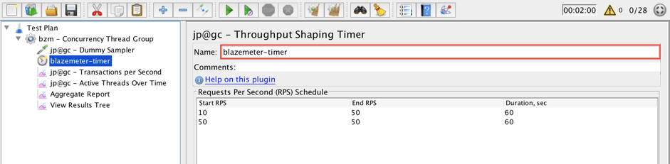 jmeter, schedule feedback function