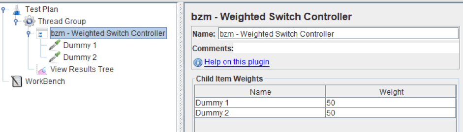 using jmeter's weighted switch controller
