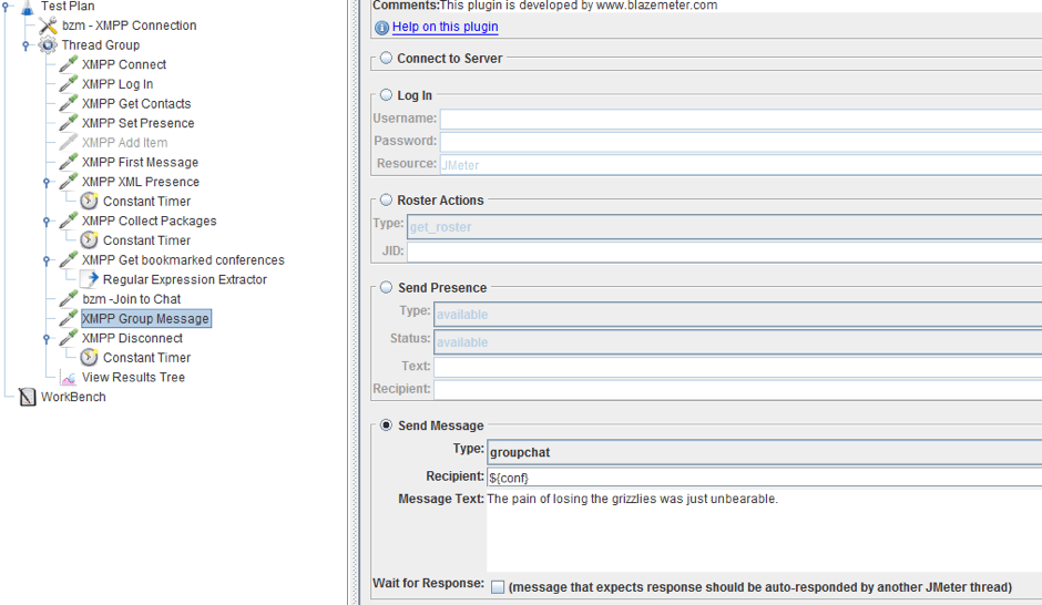 jmeter load testing for xmpp step by step