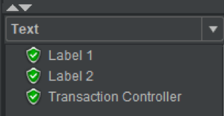 A screenshot of labels in the Transaction Controller.