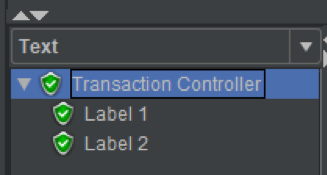 A screenshot of the Transaction Controller with labels.