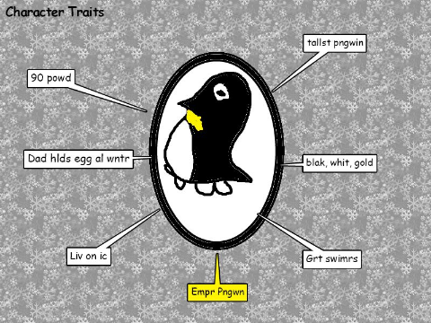 Student-created sample for the traits of an Emperor Penguin