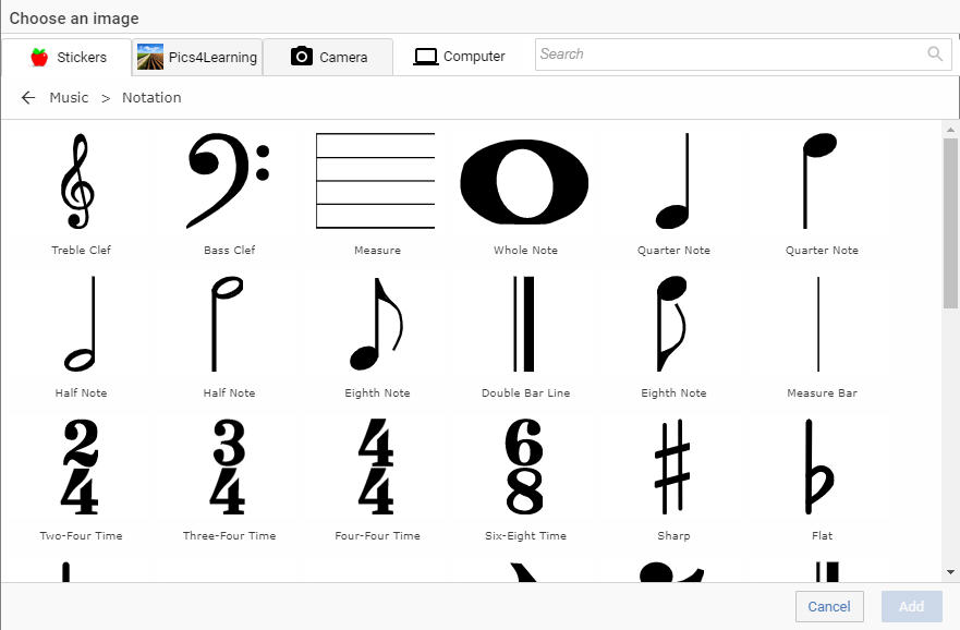 image of Wixie's music notation library