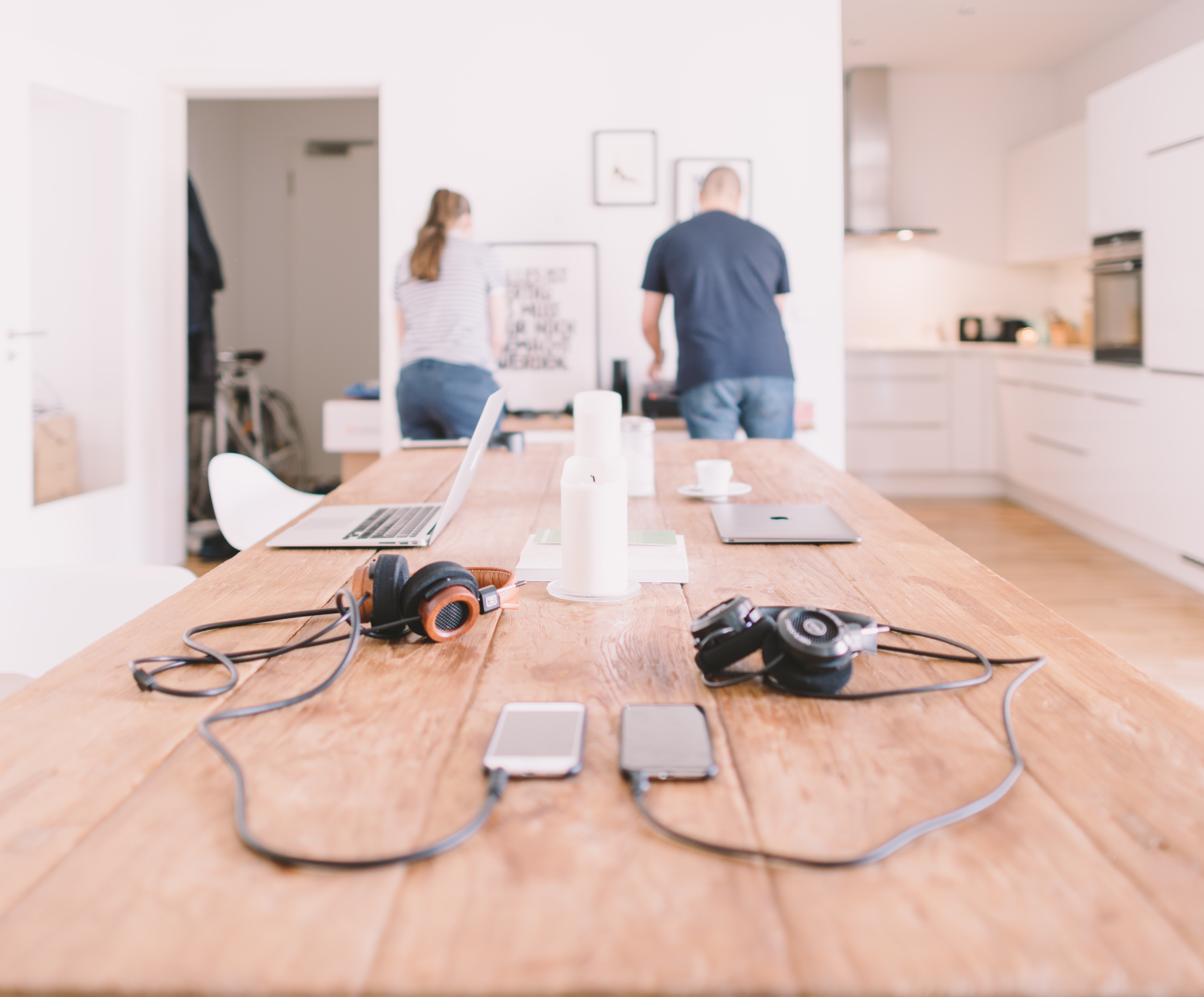 a great place to work with headphones, computers, and devices