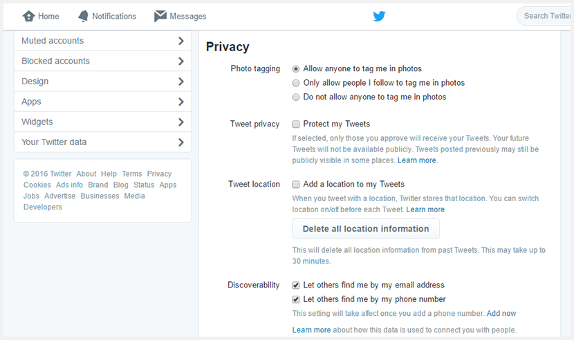 twitter settings and privacy