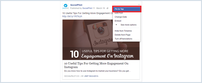 Pin post on your facebook page Pin post on your facebook page