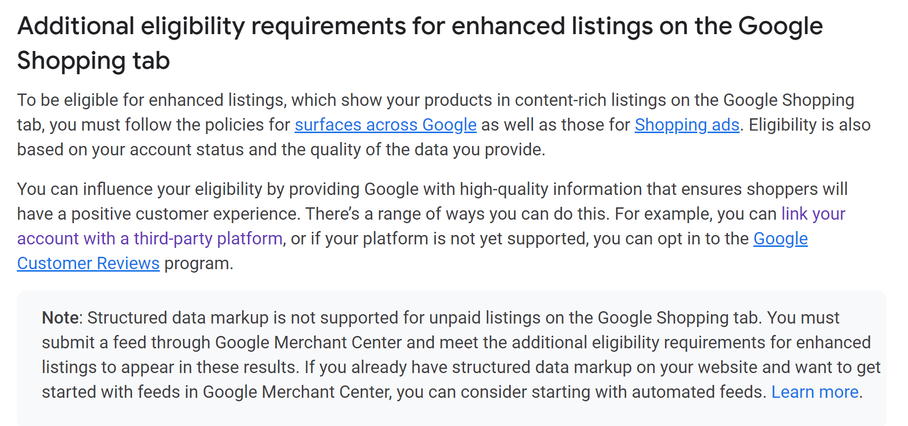 Enhanced Listings Surfaces across Google